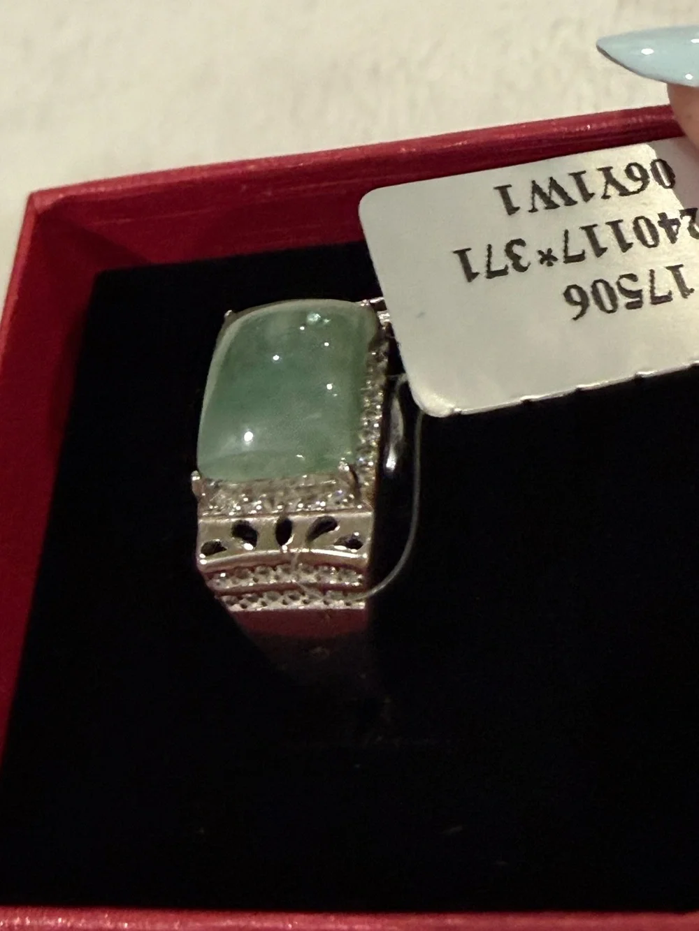 Burmese Jadeite Ring - 925 silver ADJUSTABLE